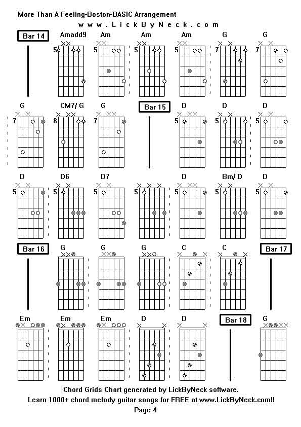 Chord Grids Chart of chord melody fingerstyle guitar song-More Than A Feeling-Boston-BASIC Arrangement,generated by LickByNeck software.